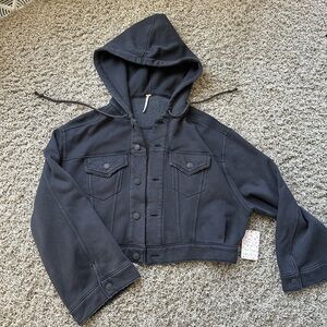 Free People Charcoal Gray Cropped Jacket